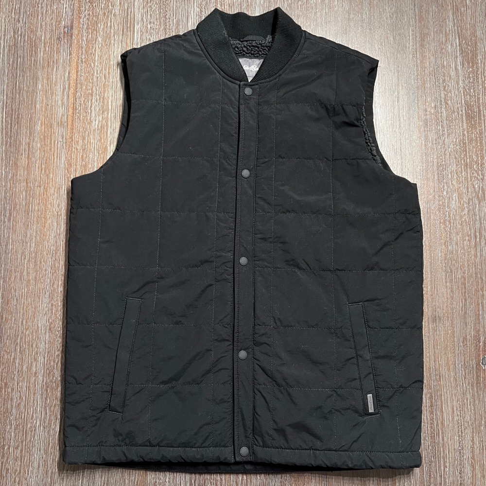 Eddie Bauer Mens Insulated Quilted Vest Black Sherpa Collar Size TL - Picture 2 of 6